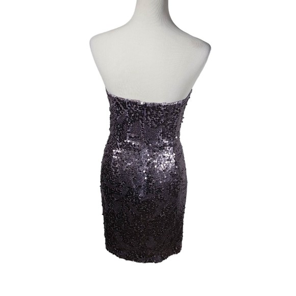 BCBGMaxazria Women's size 6 Purple Sequin Strapless Short Party Dress AS IS - Picture 4 of 7